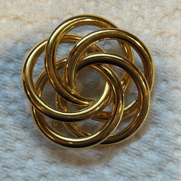 Gold Brooch Set of Three- Modernist and Textured Designs - Picture 2 of 5